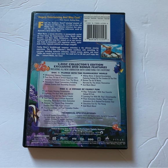 Finding Nemo Walt Disney Pixar Movie DVD - Picture 4 of 4